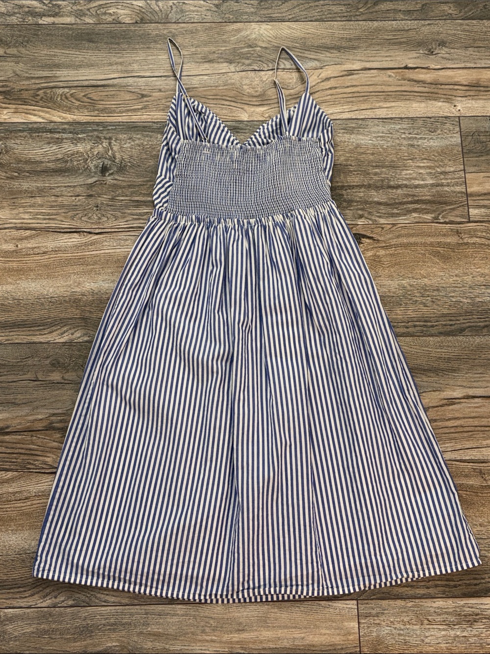 J. Crew Blue and White Striped Spaghetti Strap Midi Dress - Picture 2 of 4